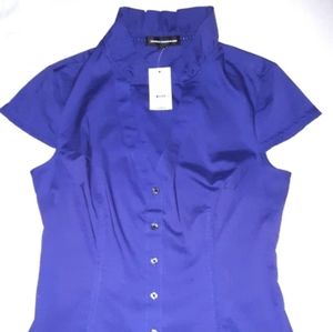Express Royal Purple Cap Sleeve Dress Shirt XS